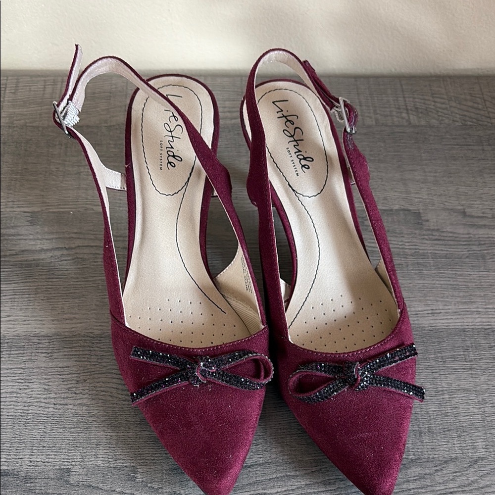 Life Stride Purple Heels with Slingback Design